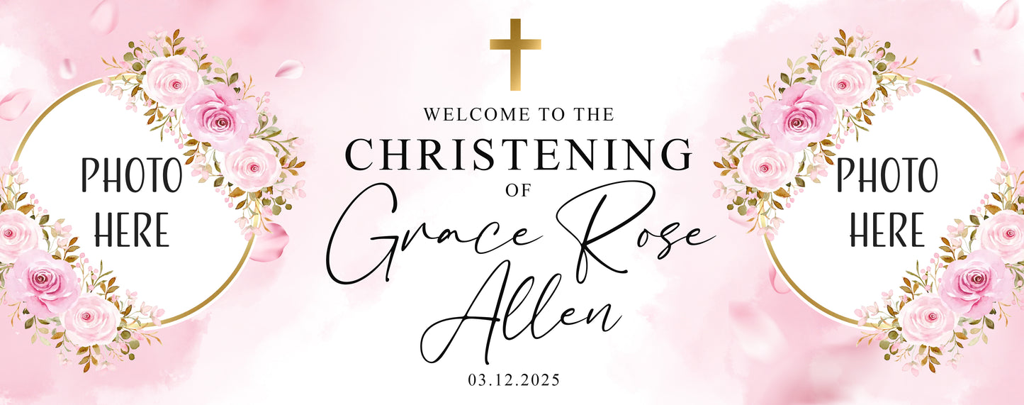 Christening Banner - pink