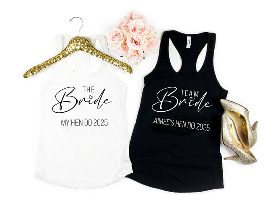 Personalised Team Bride T shirts, Bridal Hen Party Shirts OR vest top