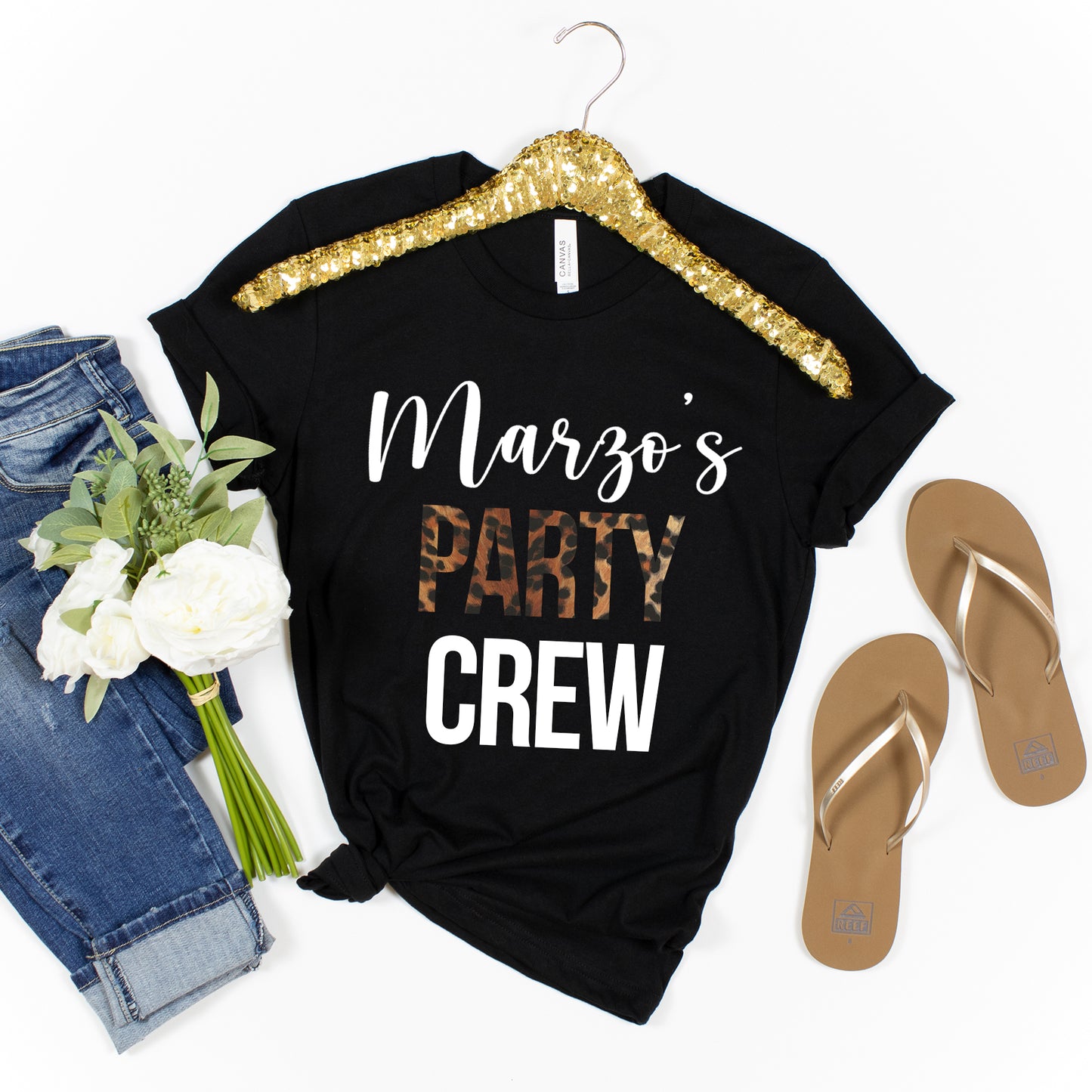 Birthday Crew ladies t-shirt with leopard print