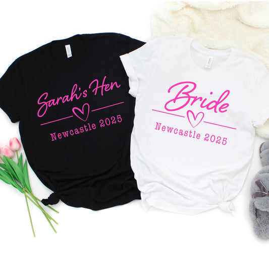 Personalised Hen Party T shirts, Bridal Party Shirts