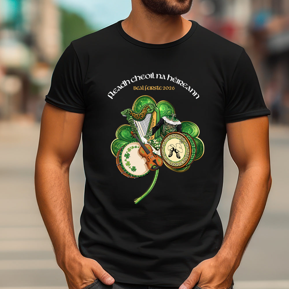 Fleadh Cheoil na hEireann Belfast 2026 shamrock tshirt