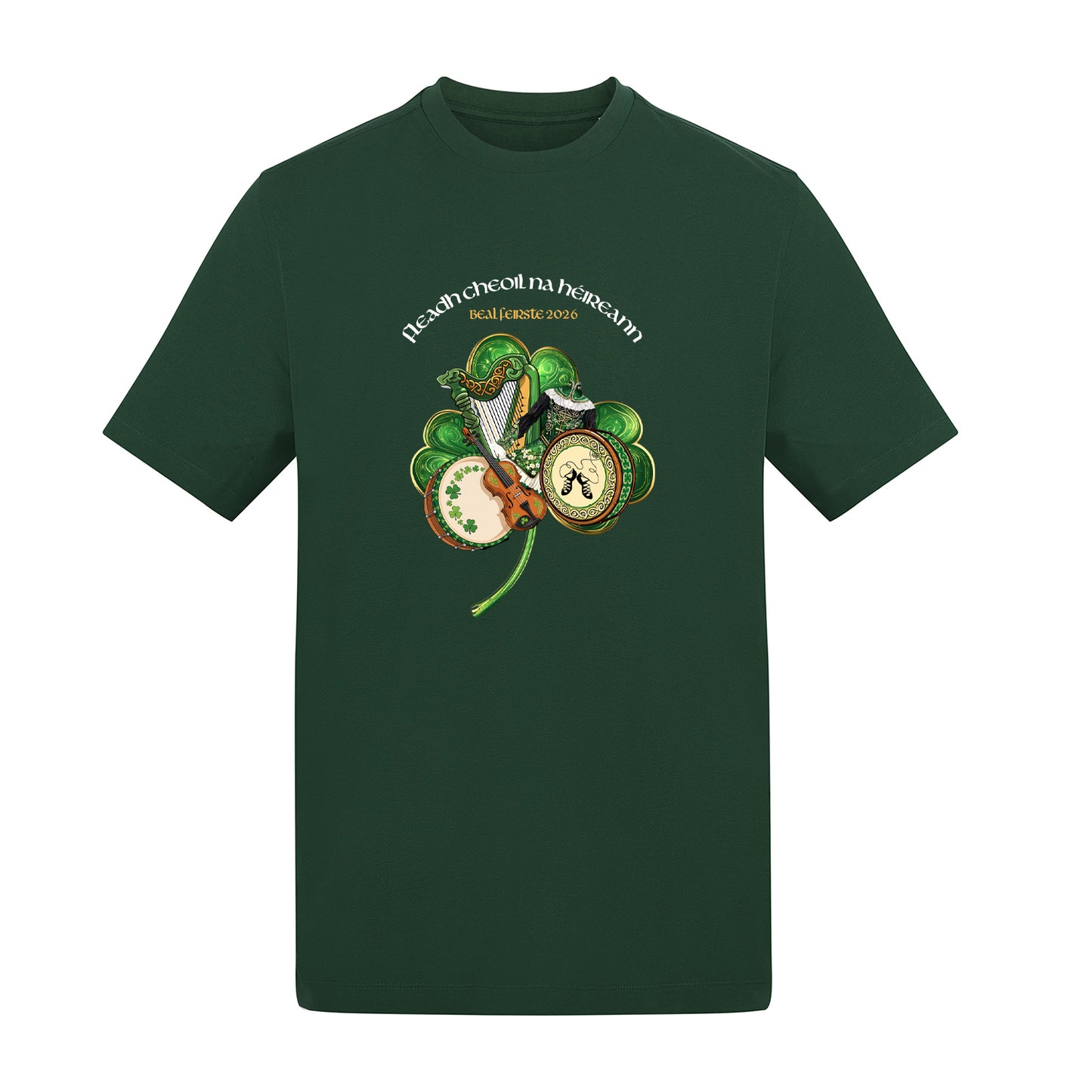 Fleadh Cheoil na hEireann Belfast 2026 shamrock tshirt